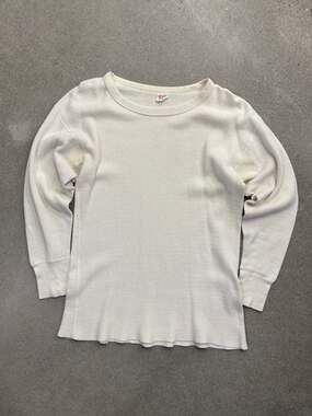 Vintage B.V.D. Blank Waffle-Knit Long Sleeve Thermal Shirt - L
